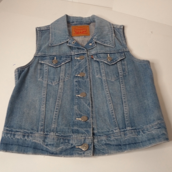LEVIS STRAUSS Button Down Denim JeanTrucker Vest - Picture 6 of 6